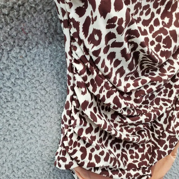 J. Crew Ruched Bandeau One-Piece Swimsuit Leopard Print Size 0 New - Picture 3 of 11